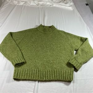 Bydesign Wool Chunky Sweater Green Turtleneck Long Sleeve Cable Knit Large